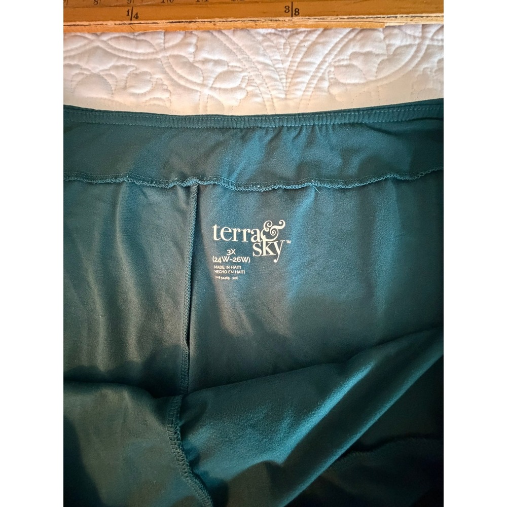 Terra & Sky Womens 3X 24W-26W Gem Slate Green Pull On Leggings TS49840 - Picture 5 of 9